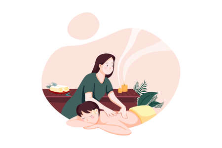 Massage Service Vector Illustration concept. Can use for web banner, infographics, hero images. Flat illustration isolated on white background.のイラスト素材