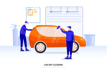 Car Service Vector Illustration concept. Can use for web banner, infographics, hero images. Flat illustration isolated on white background.のイラスト素材