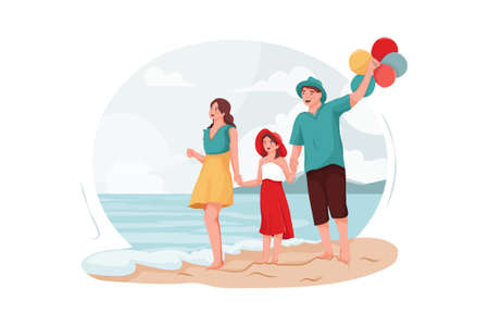 Family Travel Vector Illustration concept. Can use for web banner, infographics, hero images. Flat illustration isolated on white background.のイラスト素材
