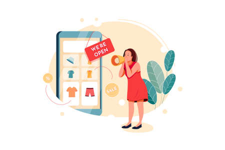 E-commerce Vector Illustration concept. Can use for web banner, infographics, hero images. Flat illustration isolated on white background.のイラスト素材