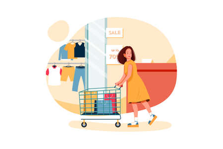 E-commerce Vector Illustration concept. Can use for web banner, infographics, hero images. Flat illustration isolated on white background.のイラスト素材