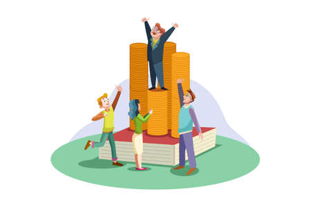 Business teamwork Illustration concept. Flat illustration isolated on white background.のイラスト素材