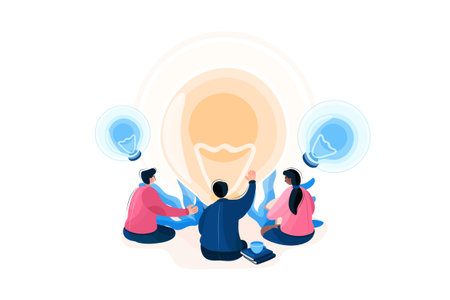 Idea brainstorming concept. Idea brainstorming, brainstorming, teamwork, brainstorming. Vector illustrationのイラスト素材