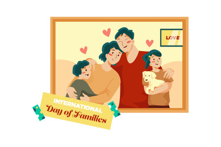 Happy family. Father, mother and children. Vector illustration in cartoon styleのイラスト素材