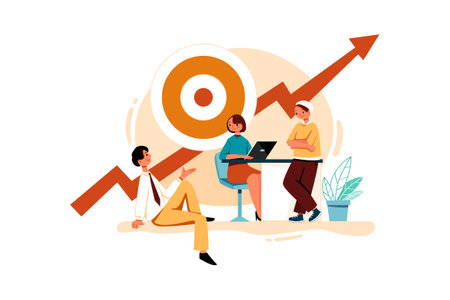 Business people working at office. Teamwork concept. Flat vector illustrationのイラスト素材