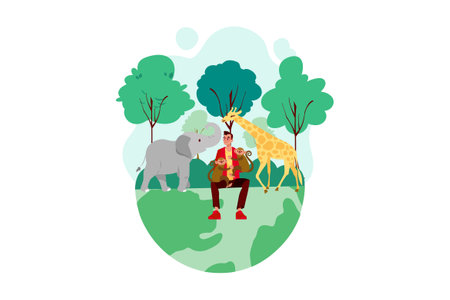 Animal Preservation Illustration concept on white backgroundのイラスト素材