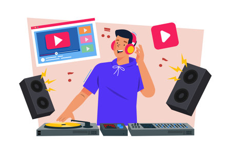 A music video director creates a visual interpretation of a song.のイラスト素材