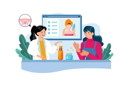 A dermatologist diagnoses and treats skin conditions.のイラスト素材