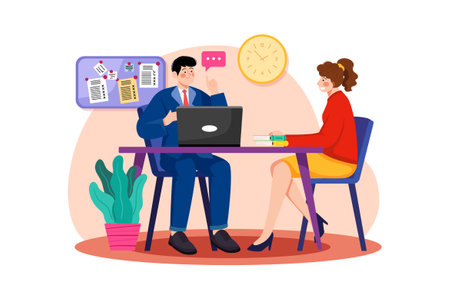 Employers ask interview questions to evaluate candidate skills and fit.のイラスト素材