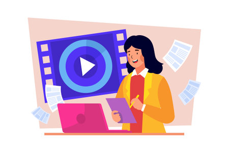 A video essayist explores a topic through a video essay.のイラスト素材