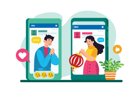 Friends connect and share updates.のイラスト素材