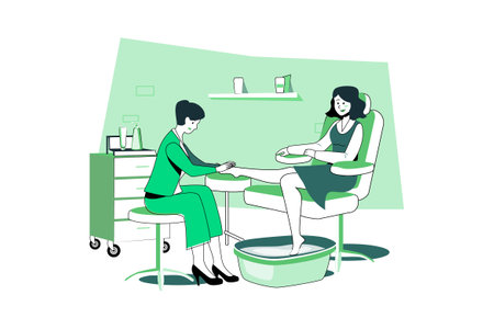 Woman receiving foot massage service from masseuse.のイラスト素材