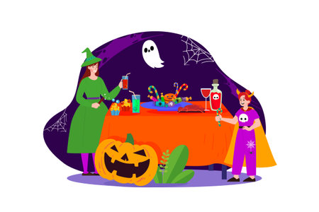 Halloween Illustration concept. Flat illustration isolated on white backgroundのイラスト素材