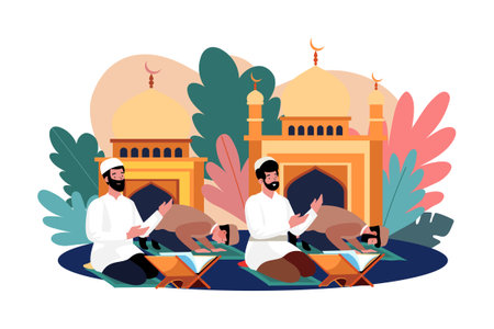Ramadan Day Illustration concept. A flat illustration isolated on white backgroundのイラスト素材