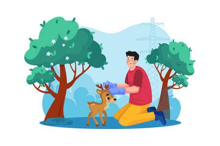 Animal Preservation Illustration concept. A flat illustration isolated on white backgroundのイラスト素材