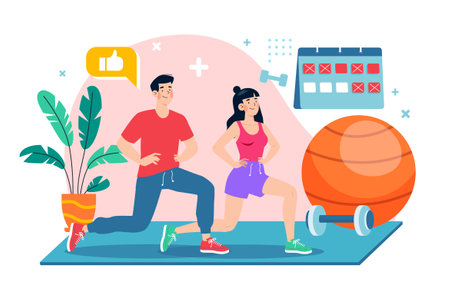 People are exercising to stay healthyのイラスト素材