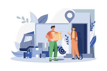 Door-to-door delivery Illustration concept on white backgroundのイラスト素材