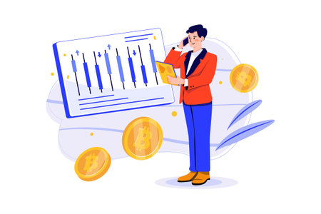 Cryptocurrency Illustration concept. Flat illustration isolated on white backgroundのイラスト素材