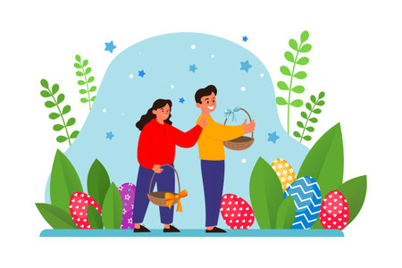 Easter Illustration concept. Flat illustration isolated on white backgroundのイラスト素材