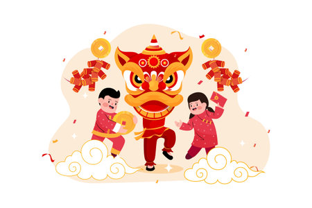 Chinese New Year Illustration concept. Flat illustration isolated on white backgroundのイラスト素材