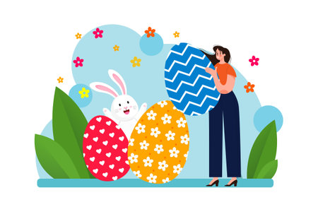 Easter Illustration concept. Flat illustration isolated on white backgroundのイラスト素材