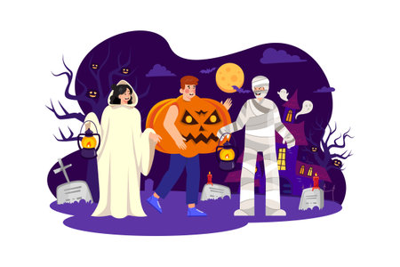 Halloween Illustration concept. Flat illustration isolated on white backgroundのイラスト素材