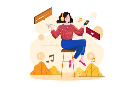 Podcast Audio Illustration concept. Flat illustration isolated on white backgroundのイラスト素材