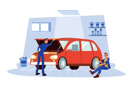 Auto Service Illustration concept. Flat illustration isolated on white backgroundのイラスト素材