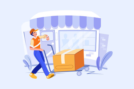 Parcel Delivery Service Illustration concept. Flat illustration isolated on white backgroundのイラスト素材