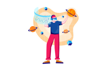 Virtual Reality Illustration concept. Flat illustration isolated on white backgroundのイラスト素材