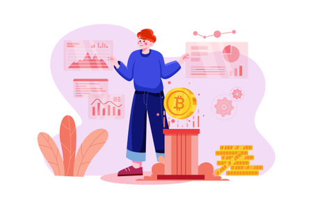 Cryptocurrency Illustration concept. Flat illustration isolated on white backgroundのイラスト素材