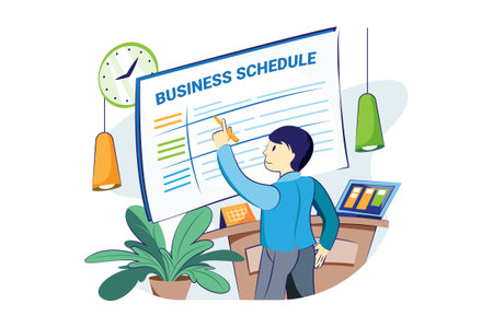 Appointment Scheduling Illustration concept. Flat illustration isolated on white backgroundのイラスト素材