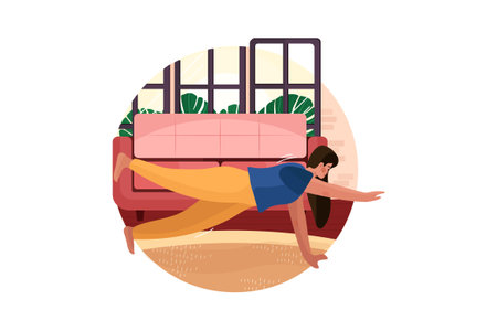 At-Home Workouts Illustration concept. Flat illustration isolated on white backgroundのイラスト素材