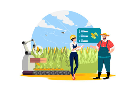 Smart Farming Technology Illustration concept. Flat illustration isolated on white backgroundのイラスト素材
