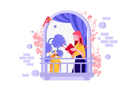 Stay At Home Illustration concept. Flat illustration isolated on white backgroundのイラスト素材