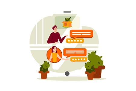 Online Review Illustration concept. Flat illustration isolated on white backgroundのイラスト素材