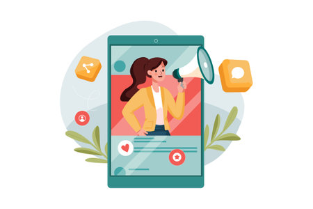 Digital Marketing Illustration concept. Flat illustration isolated on white backgroundのイラスト素材