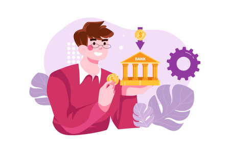 Banking Services Illustration concept. Flat illustration isolated on white backgroundのイラスト素材