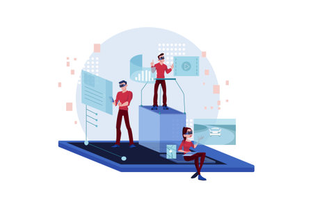 NFT & Blockchain Technology Illustration concept. Flat illustration isolated on white backgroundのイラスト素材