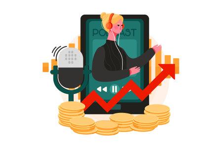 Podcast Illustration concept. Flat illustration isolated on white backgroundのイラスト素材