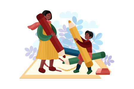 Motherâs Day Illustration concept. Flat illustration isolated on white backgroundのイラスト素材