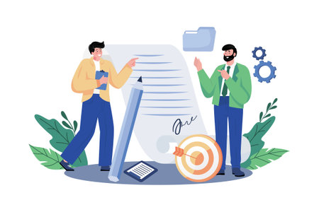 Business Owner Negotiates Contract With Supplierのイラスト素材