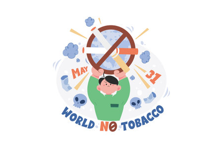 World No Tobacco Day Illustration concept on white backgroundのイラスト素材