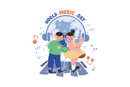 World Music Day Illustration concept on white backgroundのイラスト素材