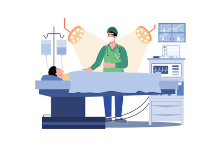 Medical professional multitasking for successful surgery.のイラスト素材