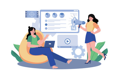 Social media manager coordinating campaigns.のイラスト素材