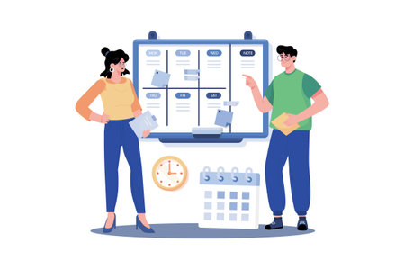 Project manager creating timelines and deliverables for a new project.のイラスト素材