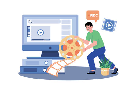 Video marketer optimizing video content for search engines.のイラスト素材
