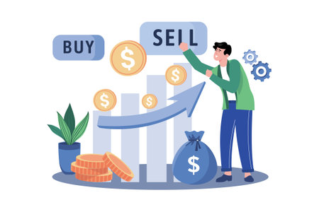 The stock market facilitates buying and selling sharesのイラスト素材