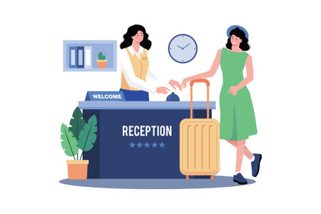 Hotel concierge offering local attraction recommendations.のイラスト素材